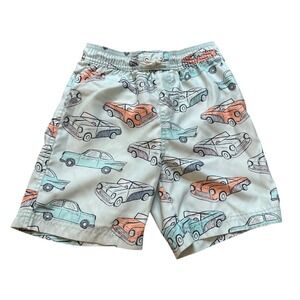 Tea Collection Swim Trunks Kids Mint Green Excellent Vintage Car Print SIZE 8